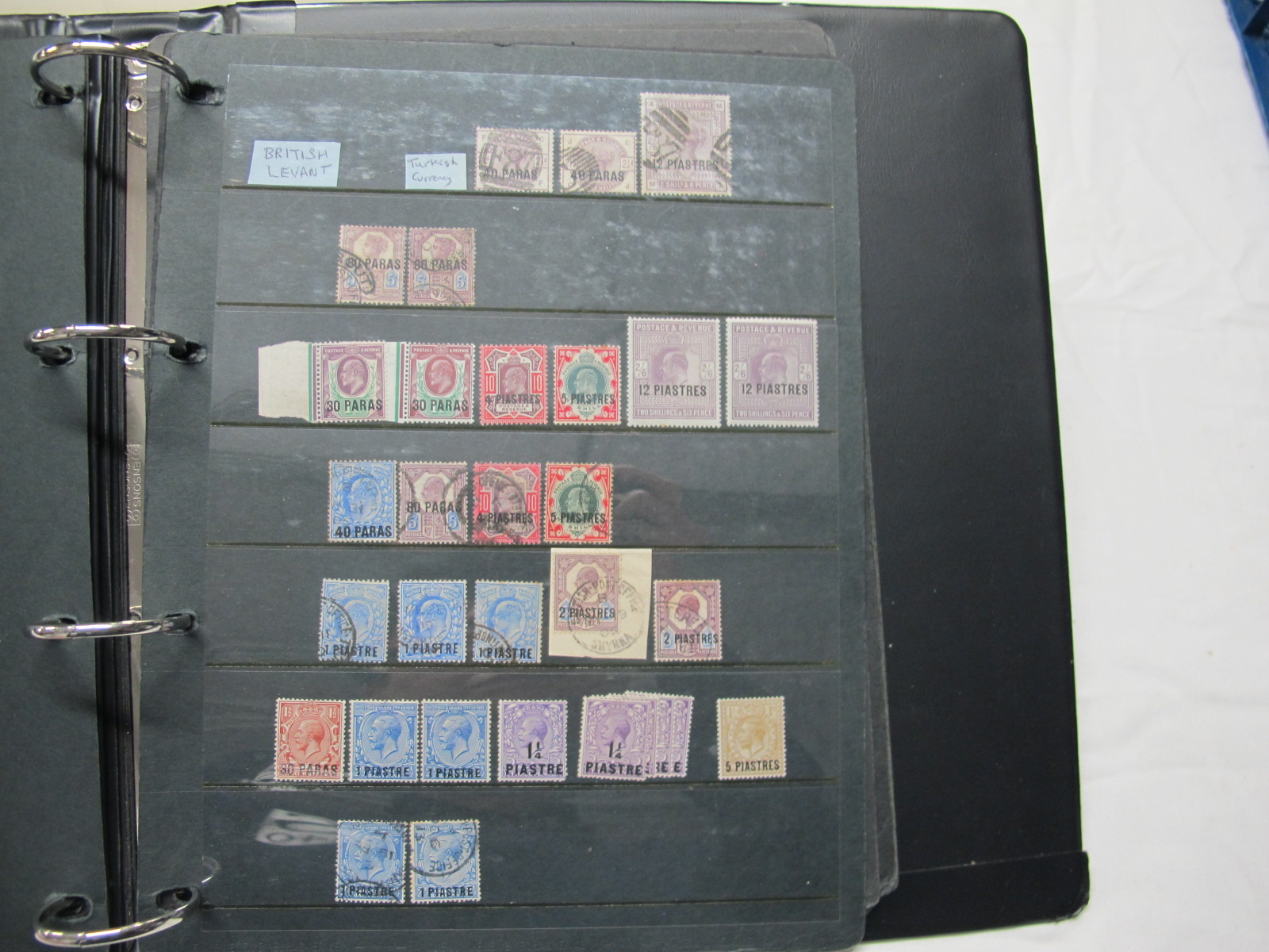 British Postal Agencies, a binder with a selection of mint and used stamps from M.E.F, Cyrenaica,