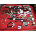 Assorted Ladies Wristwatches, together with wristwatch heads (no straps) etc :- One Tray
