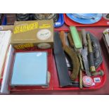 A Set Square, herb cutter, crumb tray and brush, dressing mirror and brushes, telescope, Yoyo,