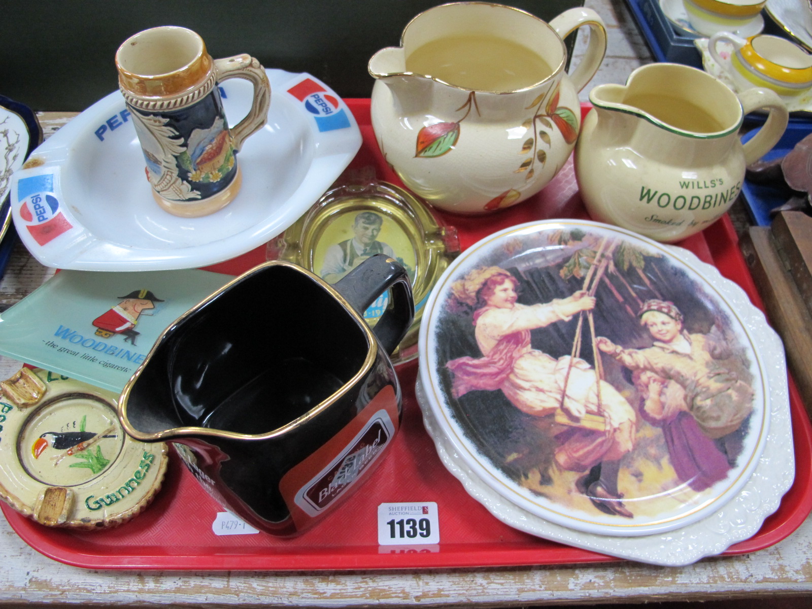 Bovey Pottery Advertising Jug, 'Wills's Woodbines', Wade advertising jug, Carling Black Label, Pears