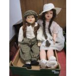 A Late 1940's Walking Doll, with a plastic face, together with a doll with porcelain head:- One