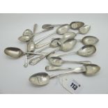 Fifteen Assorted Hallmarked Silver Teaspoons, (various makers and dates) some initialled (220grams).