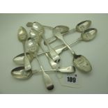 Four Hallmarked Silver Fiddle Pattern Teaspoons, London 1861, initialled; together with six