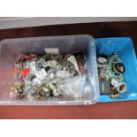 A Large Mixed Lot of Assorted Costume Jewellery, including beads, bracelets, etc :- Two Boxes