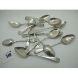 Twelve Assorted Hallmarked and Part Hallmarked Silver Teaspoons, (various makers and dates)