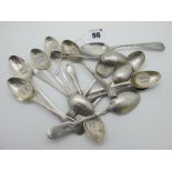 Fifteen Assorted Hallmarked Silver Tea and Other Spoons, (various makers and dates) some