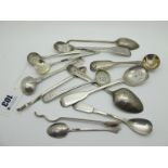 A Collection of Assorted Hallmarked Silver Spoons, including salt, mustard, a pair of (broken) sugar
