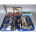 Assorted Cased and Loose Plated Cutlery, including fish knives and forks, teaspoons, souvenir