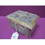 A Decorative c.XIX Century Plated Box, allover detailed in relief with exotic birds and beasts (