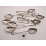 A Set of Four Hallmarked Silver Old English Pattern Teaspoons, NH, London 1812, initialled; together