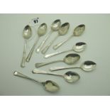 A Set of Five Hallmarked Silver Coffee Spoons, together with a set of three hallmarked silver coffee