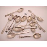 Fifteen Assorted Hallmarked Silver Tea and Other Spoons, (various makers and dates) some