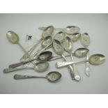 Fifteen Assorted Hallmarked Silver Tea and Other Spoons, (various makers and dates) some