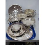 Assorted Plated Dishes, Spanish leaf dish, decorative Walker & Hall plated stand (lacking liner),
