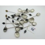 Assorted Hallmarked Silver Coffee Spoons, (various makers and dates) with coffee bead finials.