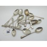 Fifteen Assorted Hallmarked Silver Teaspoons, (various makers and dates) some initialled (245grams).