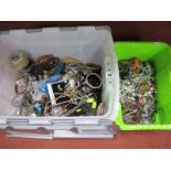 A Large Mixed Lot of Assorted Costume Jewellery, including beads, bracelets, etc :- Two Boxes