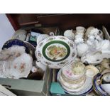 Royal Grafton Cups and Saucers, dressing table set, Limoges plate, etc:- Two Boxes