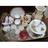 Cranberry Glass Sugar and Cream, Grafton 'Majestic' tea ware, cake stand, Worcester Palissy,