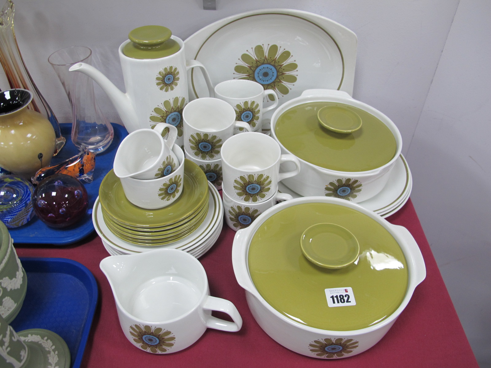 Vintage J.G Meakin Studio Coffee And Dinner Service, with coffee pot, cups, saucers, etc:- One Box