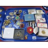 Assorted Costume Jewellery, including ceramic flowers, "Miracle" and other brooches, necklaces
