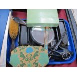 Ebony Dressing Table Ware, jewellery box, BOAC fan, pottery trinket holder as a hand, box, novelty