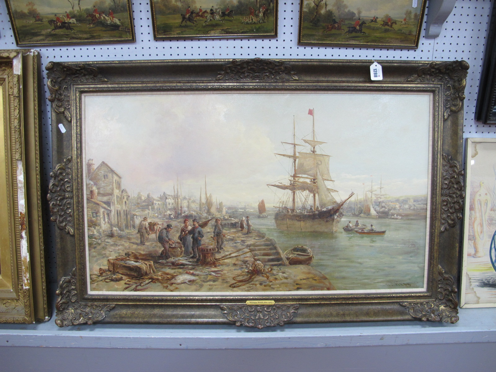 WILLIAM WEBB (1862-1903) Fisherfolk and Boats in a Harbour, oil on canvas, signed lower right, 55 - Image 2 of 5