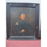 ENGLISH SCHOOL (Mid XIX Century) Portrait of a Soldier in Uniform, holding a sword, oil on canvas,