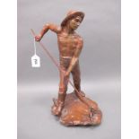 After J. Dalbreuse; A Late XIX Century Bronze Model of a Fisherman Holding a Shrimp Net, 39cm high.