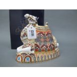 A Royal Crown Derby Porcelain Paperweight 'Camel', gold stopper, date code for 1996, 17.5cm high,