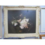 ENGLISH SCHOOL White Lilies, oil on canvas, signed indistinctly lower right, 49 x 59cm.