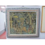 NYOMAN NAMPI KUTAH Figures and Animals in a Garden, mixed media, signed lower edge and dated 26-8-