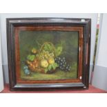 XIX CENTURY ENGLISH SCHOOL Still Life of Fruit in a Basket, oil on canvas, signed indistinctly lower
