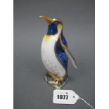 A Royal Crown Derby Porcelain Paperweight, 'Emperor Penguin', gold stopper, date code for 2011, 13.