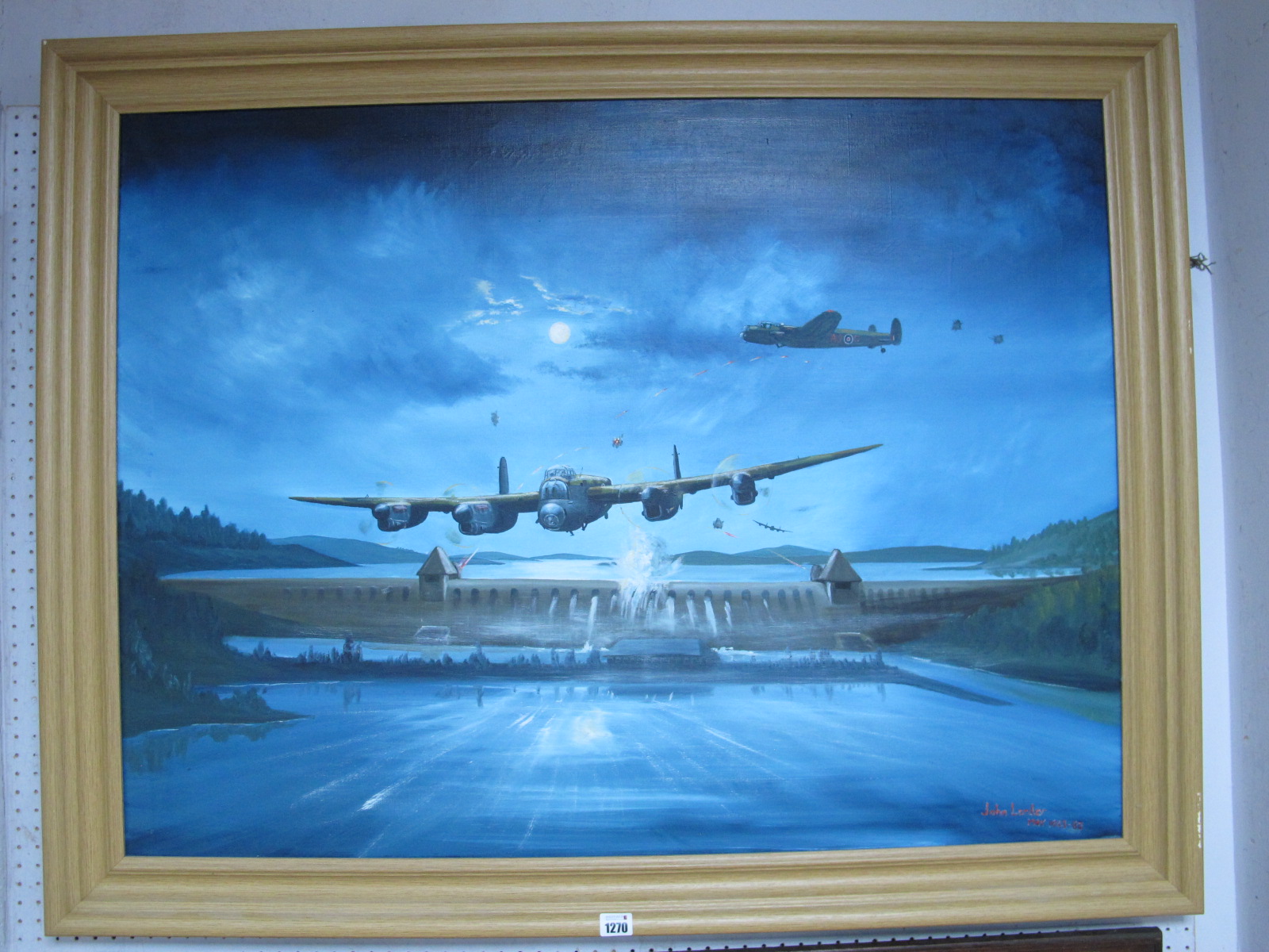 JOHN LARDER (Contemporary) *ARR Lancaster Bomber on the Dambuster Raid, May 1943, oil on canvas,