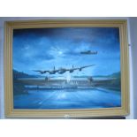 JOHN LARDER (Contemporary) *ARR Lancaster Bomber on the Dambuster Raid, May 1943, oil on canvas,