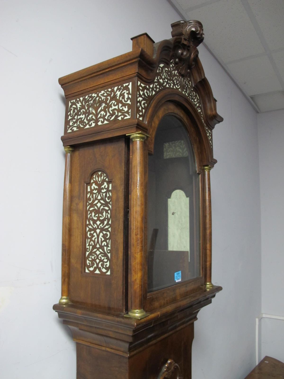A XIX Century Paulus Bramer of Amsterdam Dutch Walnut Moonface Longcase Clock, the fretwork capped - Image 8 of 14