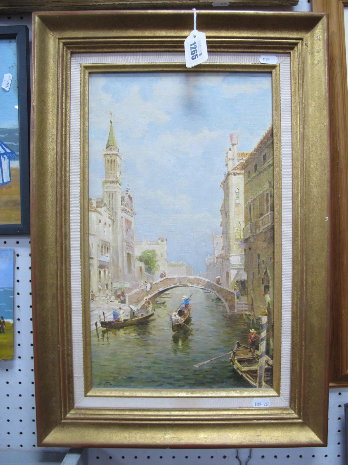 RUSSIAN SCHOOL (XX CENTURY) A Venetian Canal Scene, oil on canvas, signed indistinctly lower left