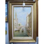 RUSSIAN SCHOOL (XX CENTURY) A Venetian Canal Scene, oil on canvas, signed indistinctly lower left