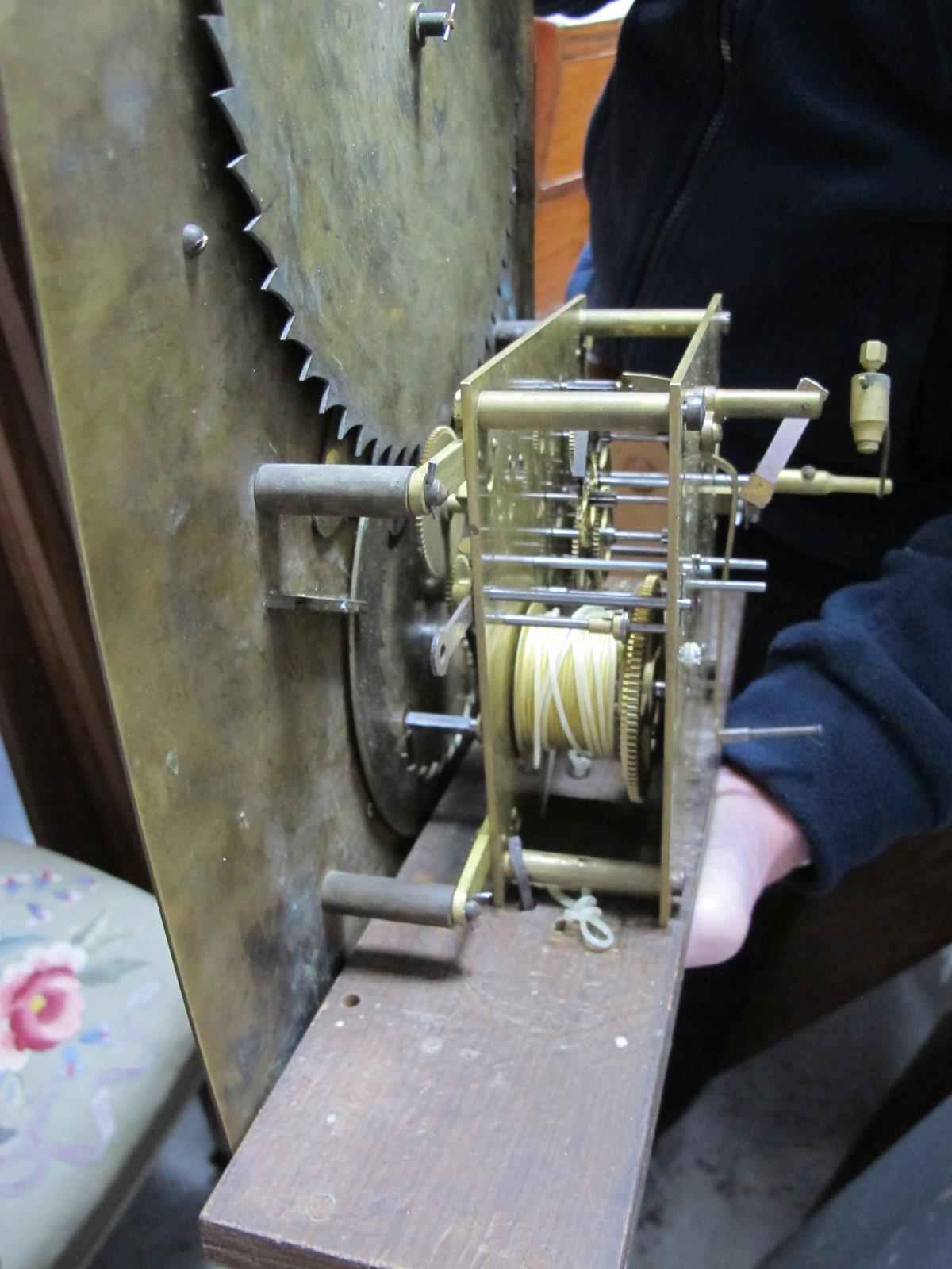 A XIX Century Paulus Bramer of Amsterdam Dutch Walnut Moonface Longcase Clock, the fretwork capped - Image 9 of 14