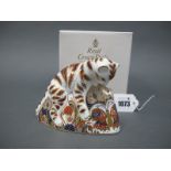 A Royal Crown Derby Porcelain Paperweight 'Bengal Tiger Cub', gold stopper, date code for 1995, 10cm