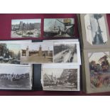 Two Albums of Early XX Century Picture Postcards and Photographs, to include; WWI silk,