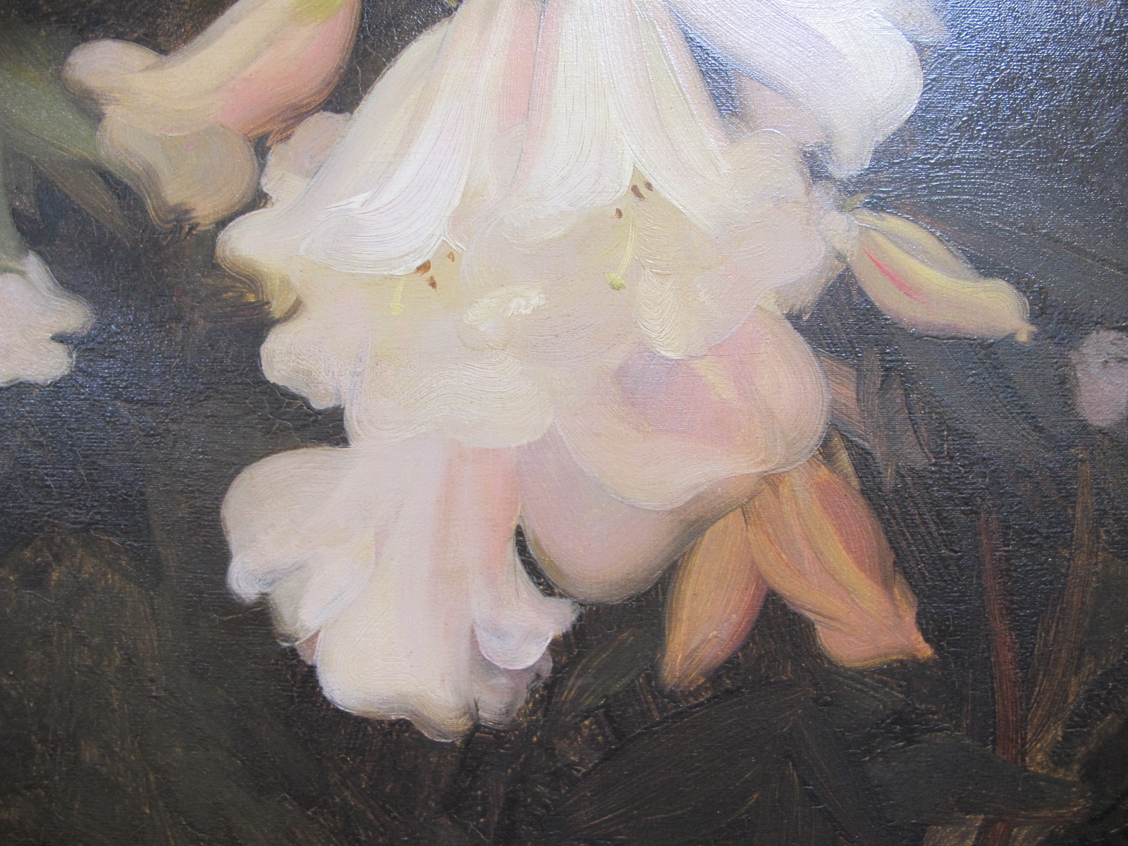 ENGLISH SCHOOL White Lilies, oil on canvas, signed indistinctly lower right, 49 x 59cm. - Image 3 of 8