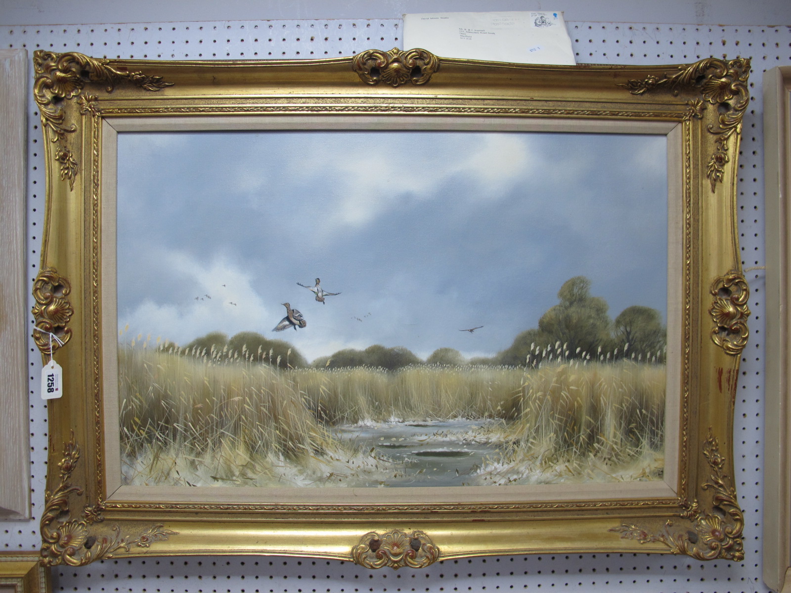 R. PARRY (XX Century) River Scene with Ducks and Marsh Harrier in Flight, oil on canvas, unsigned.