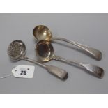 A Hallmarked Silver Old English Thread Pattern Sauce Ladle, George Adams, London 1845, handle double