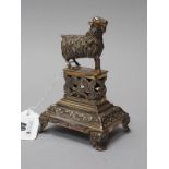 A Portuguese XIX Century Novelty Tooth Pick Stand, modelled as a long haired goat, raised on leaf