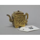 A Novelty Hallmarked Silver Gilt Miniature Tea Pot, Joseph Willmore, Birmingham 1830, of Chinoiserie
