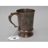 A Hallmarked Silver Mug, CE, London 1856, of tapering form, on spreading circular base, bearing