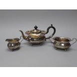 A Hallmarked Silver Three Piece Tea Set, SD&Co Ltd, Birmingham 1913, each of plain oval form, raised