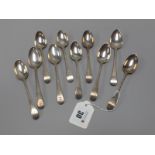 A Set of Seven Hallmarked Silver Old English Pattern Teaspoons, Samuel Godbehere & Edward Wigan,